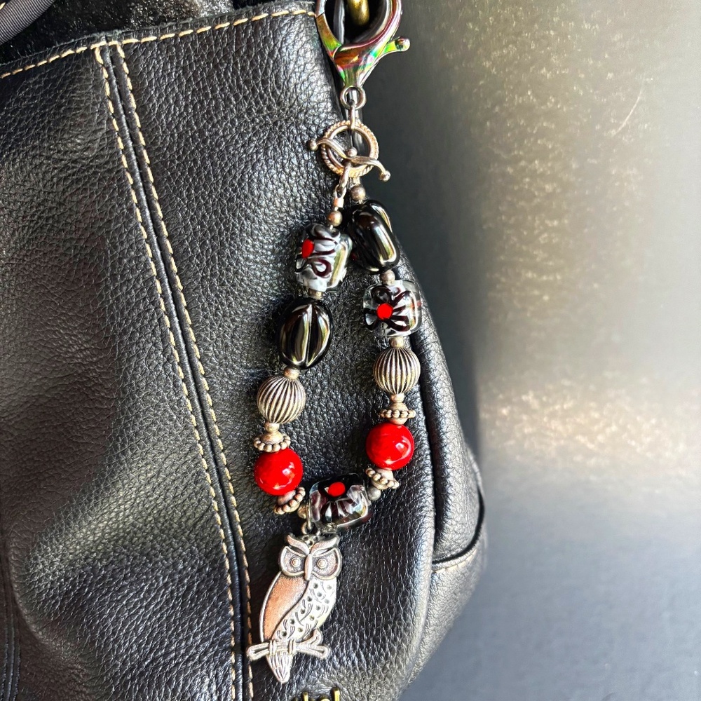 Purse Charm with AN OWL SAYS HOO Theme